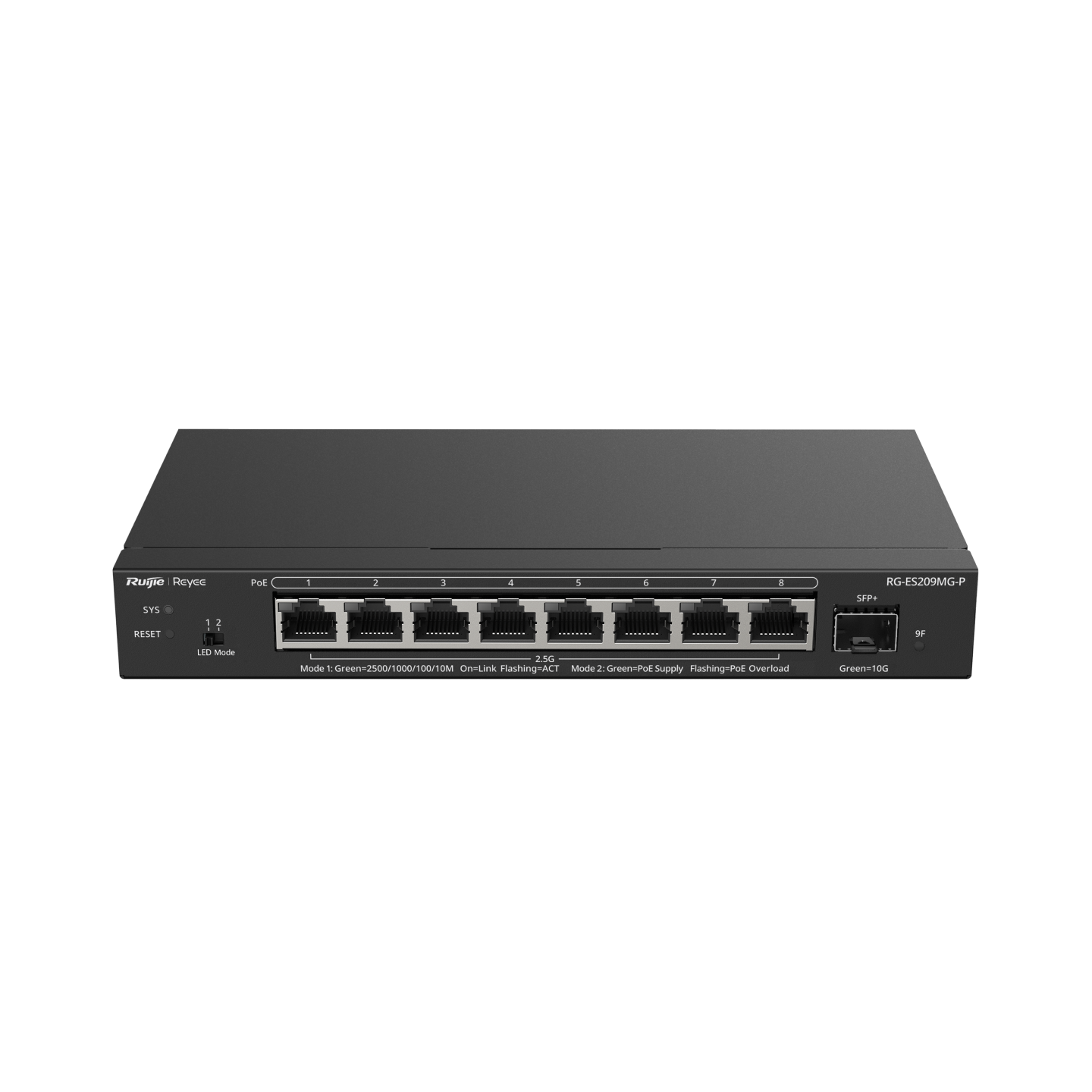 RG-ES209MG-P, 8-Port 2.5G Cloud Managed PoE Switch, 1 x 10G Uplink